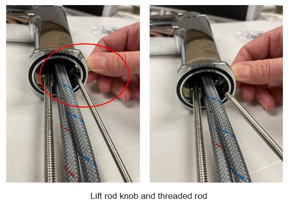 Lift rod knob and threaded rod