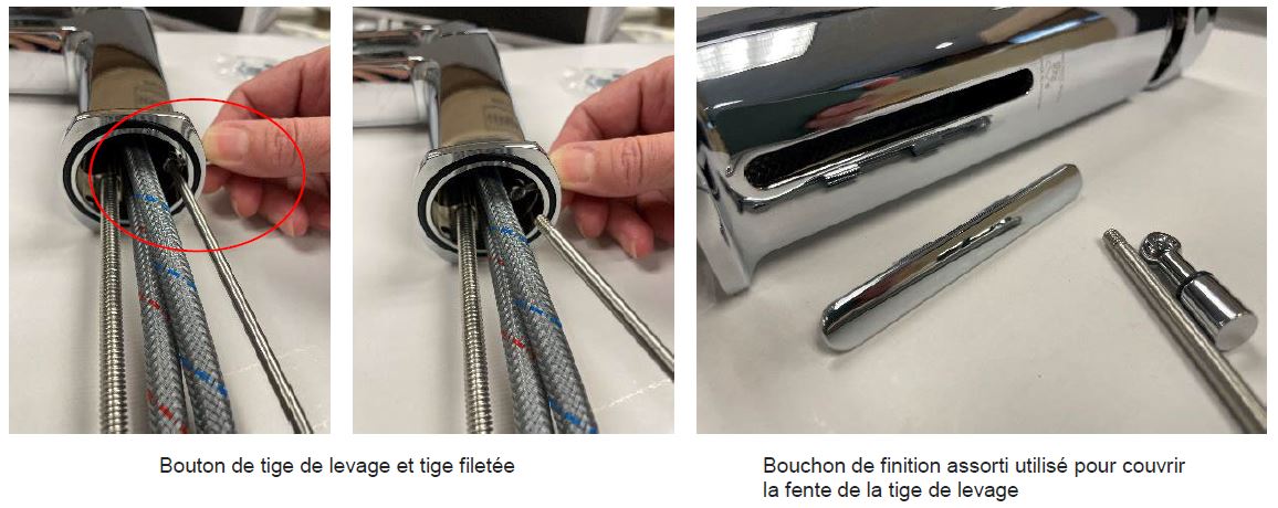 Bouton de tige de levage et tige filetée  / Bouchon de finition assorti utilisé pour couvrir la fente de la tige de levage